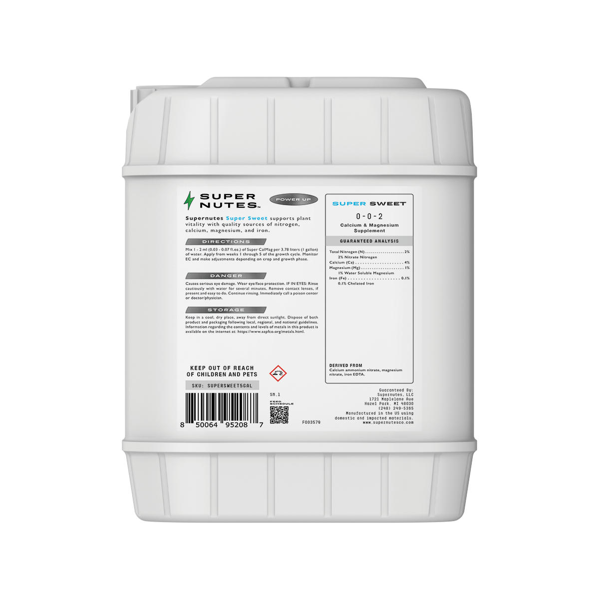 Back view of Supernutes Super Sweet