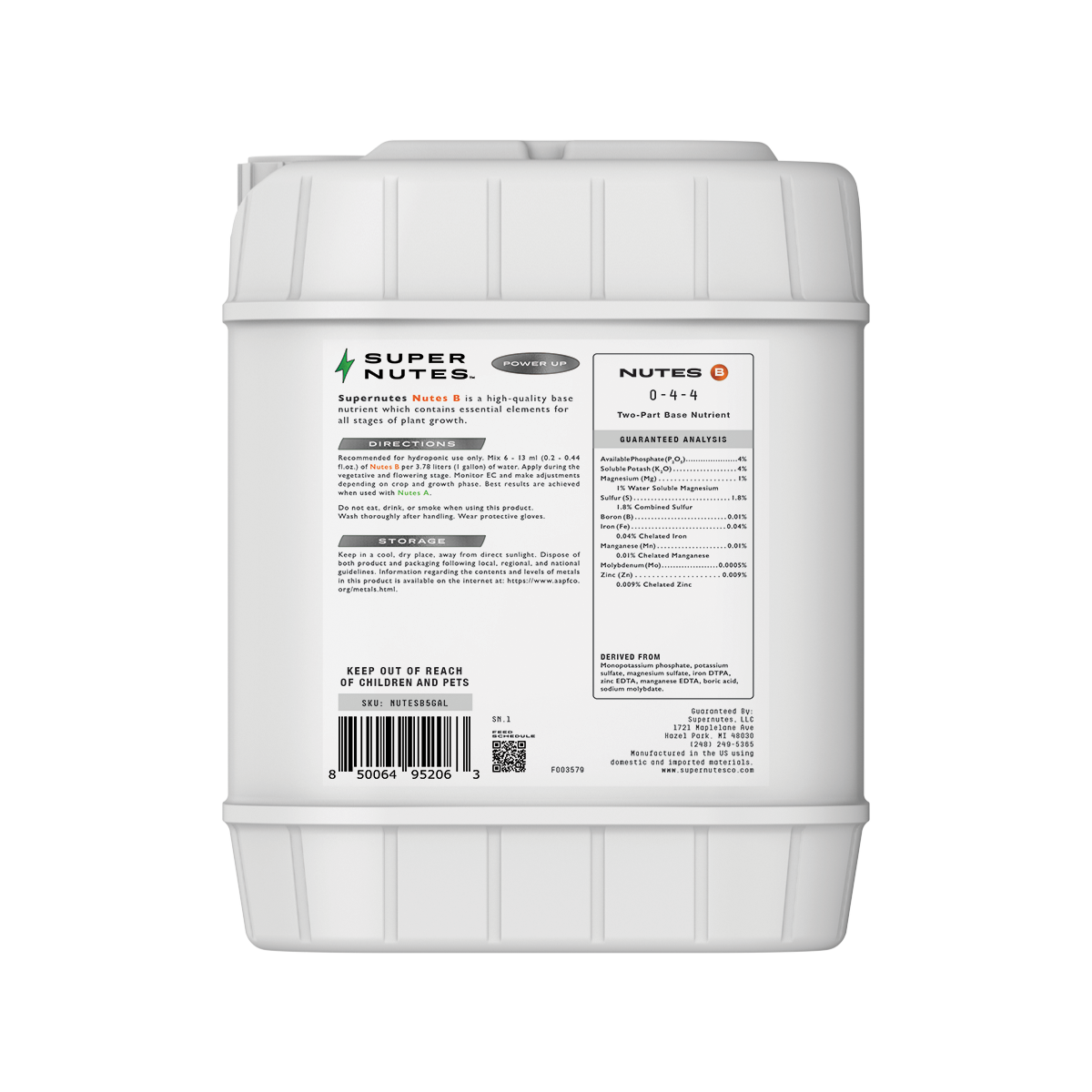 Back view of Supernutes Power Up Nutes container